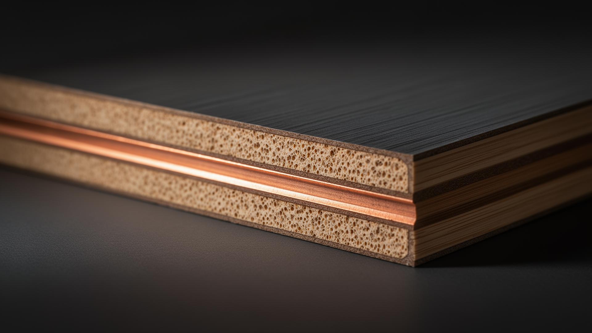 Engineered bamboo composite material cross-section